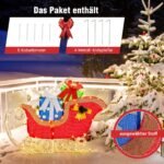 Kalėdinė rogučių dekoracija su 94 LED lemputėmis ir dovanomis (Daugiaspalvė)