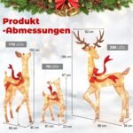 Apšviesta kalėdinių elnių šeimos dekoracija (Šiltai balta)