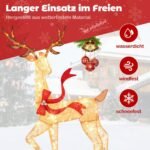 Apšviesta kalėdinių elnių šeimos dekoracija (Šiltai balta)