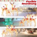 Apšviesta kalėdinių elnių šeimos dekoracija (Šiltai balta)