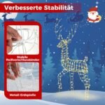 Kalėdinė LED dekoracija – 186 cm šviečiantis elnias (Balta)