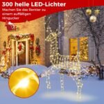 Kalėdinė LED dekoracija – 186 cm šviečiantis elnias (Balta)