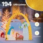 Apšviesta Kalėdinė Betliejaus scena su 194 LED lemputėmis (Geltona Geltona)