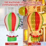 Kalėdinė LED dekoracija „Kalėdų senelis oro balione“ (Įvairiaspalvė)