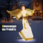 Kalėdų angelas su šviesos vainiku 160 cm (Šiltai balta)