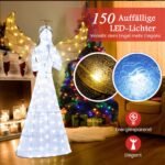 Apšviestas kalėdinis angelas su 150 LED lempučių (Balta)