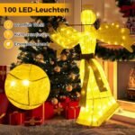 Apšviestas Kalėdų angelas su 100 LED lempučių (Auksinė)