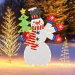 Kalėdinė dekoracija „Snieguolis su mojuojančia ranka“ 123 cm su 140 LED lempučių (Spalvota)