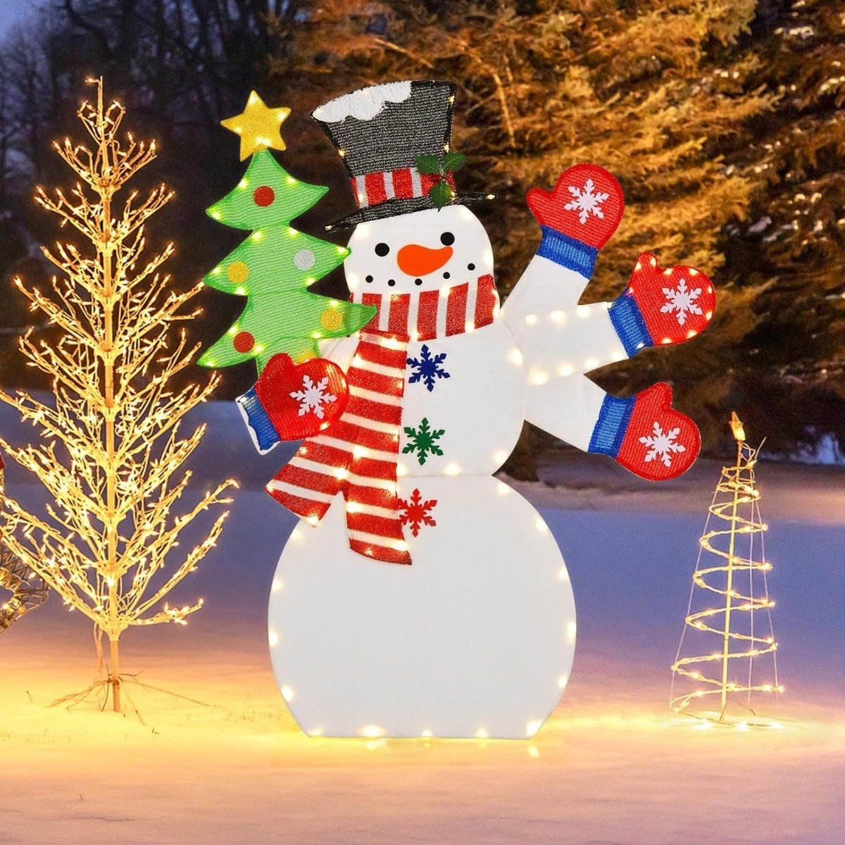 weihnachtsfigur-cm24610de_5_ Kalėdinė dekoracija „Snieguolis su mojuojančia ranka“ 123 cm su 140 LED lempučių (Spalvota)