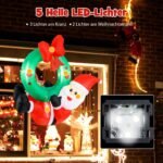 Pripučiamas Kalėdų Senelis ir vainikas 120 cm (Raudona ir žalia)