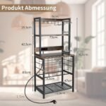 Baro spintelė su vyno lentyna ir integruota įkrovimo stotele (Rūdyta ruda)