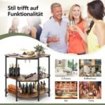 Aukštas virtuvės baro stalas su stiklo laikikliais (Ruda)