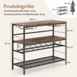 Daugiafunkcis vyno stovas su stiklinių laikikliais (Ąžuolo rudumo)