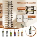 Sieninis metalinis vyno stovas 12 buteliams (Juoda)