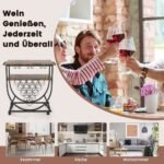 Vežimėlis su ratukais ir vyno butelių laikikliais (Rustikalus rudas)