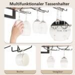 Sieninis vyno stovas su stiklinių laikikliu (Rustikaliai ruda)