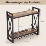 Sieninis vyno stovas su stiklinių laikikliu (Rustikaliai ruda)