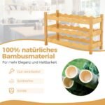 3 pakopų bambukinis vyno stovas 18 buteliams (Natūrali)