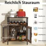 Industrinio stiliaus vyno ir stiklinių laikymo spintelė (Rustiška ruda)