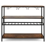 Baro spintelė su vyno ir stiklo laikikliais (Rustikaliai ruda)