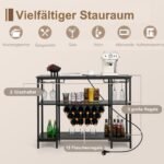 Industrinio dizaino vyno spintelė su stiklo laikikliais ir 15 butelių vietų (Pilka)