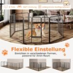 Sulankstomas 8 panelių metalinis voljeras šunims (Juoda)