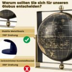 Besisukantis pasaulio gaublys su metaliniu rėmu 21 cm (Juoda)