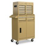 Mobilus įrankių vežimėlis su 5 stalčiais ir reguliuojama lentyna (Geltona)