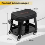 Mechaniko vežimėlis su įrankių laikikliu ir padėklu (Juoda)