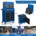 2in1 dirbtuvių vežimėlis su 5 stalčiais ir kabliais (Mėlyna)