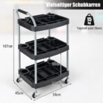 Vežimėlis su trimis lentynomis įrankiams (Juoda)