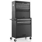 Daugiafunkcis įrankių vežimėlis su stalčiais ir kabliais (Juoda)