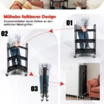 Sulankstomas tr pakopų vežimėlis su ratukais (Juoda)