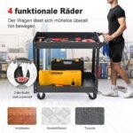 Dvi aukštų universalus serviso vežimėlis su rankena (Juoda)