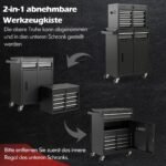 Mobilus įrankių vežimėlis su nuimamu viršumi ir penkiais stalčiais (Juoda)