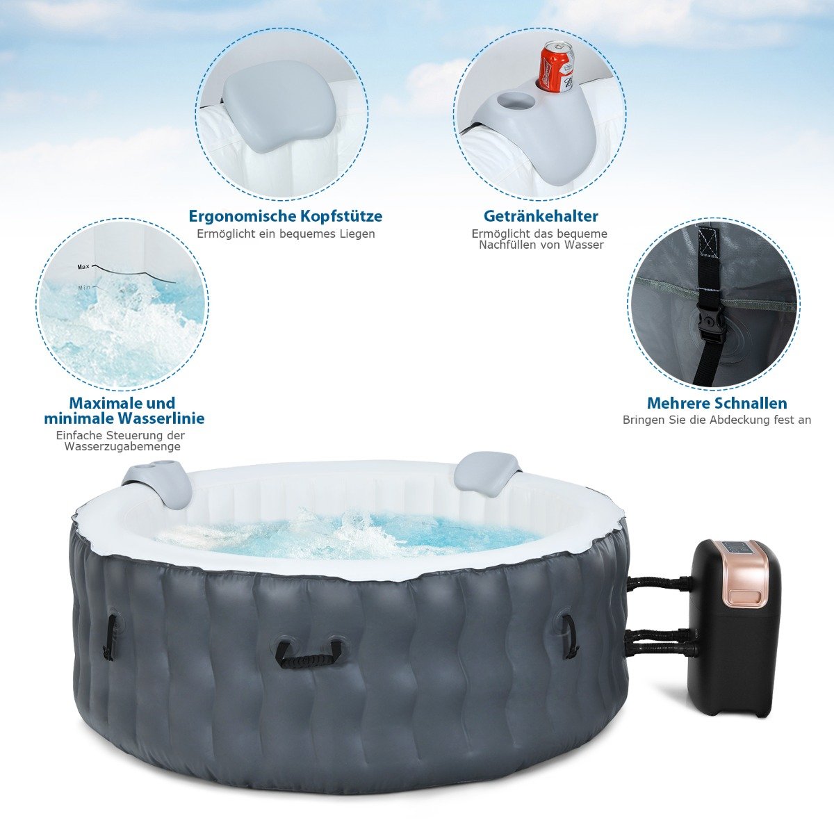 whirlpool-massagepool-np10259de-gr-2 Pripučiamas masažinis SPA baseinas su 108 purkštukais (Pilka)