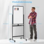 Dvipusis baltas rašomasis stalas su ratukais ir priedais 60x90 cm (Juoda)