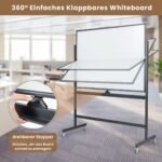 Dvipusė mobilioji lenta 120 x 90 cm su stovu ir rašymo priemonių laikikliu (Juoda)