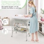 Daugiafunkcis sulankstomas vystymo stalas su vonia (Šviesiai pilka)