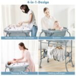 Nešiojama vaikiška pervystymo stalas su integruota vonelė (Pilka)