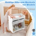 Dvipusė komoda su vystymo lenta ir laikymo stalčiais (Balta)