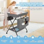 Sulenkiama vaikiška pervystymo stalas su ratukais (Pilka)