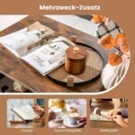 Stačiakampis svetainės staliukas su papildoma saugykla ir L formos lentynėle (Ruda)