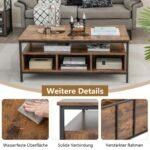 Svetainės staliukas su atviromis 3 pakopų lentynomis 110 x 60 x 45 cm (Rustiška ruda)