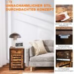 Pramoninio stiliaus naktinis staliukas su reguliuojama lentyna (Rustiška ruda)