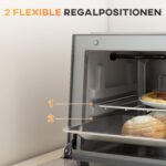9 l talpos mini orkaitė su reguliuojama temperatūra ir gaminimo laiku