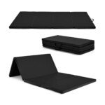 Sulankstomas mankštos čiužinys 240x120x5 cm su rankenomis (Juoda)