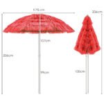 Paplūdimio skėtis nuo saulės 175 cm su reguliuojamu kampu (Raudona)