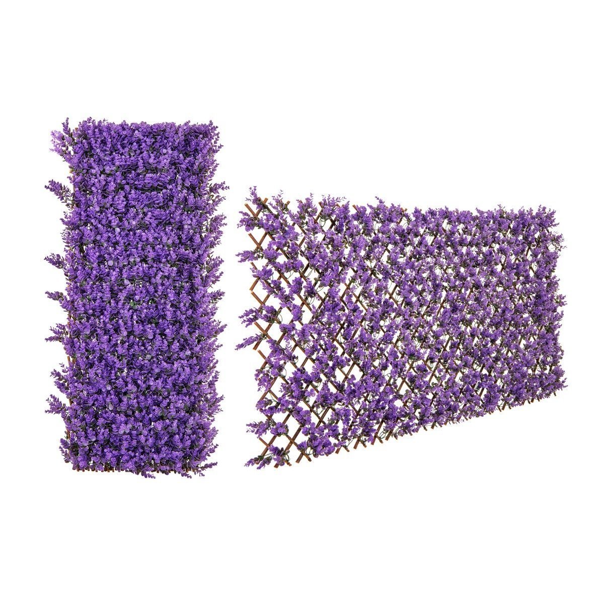 zaun-11240_3_ Išplečiamas dirbtinio žalumo tvoros panelis su eukalipto lapais (Violetinė)