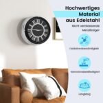 Tyliai veikiantis sieninis laikrodis su sidabro rėmeliu (Juoda)